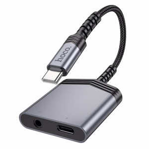 Adapteris Hoco (LS39) iš USB-C į (USB-C; 3,5mm) juodas