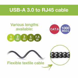 Techly ICOC U3A-RJ45-010 tinklo laidas Juodas, Sidabrinis 1 m Cat6 F/UTP (FTP)