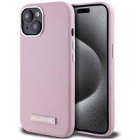 Karl Lagerfeld FW Metal Plate Magnetinis iPhone 15 dėklas - rožinis