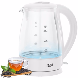 TEESA elektrinis stiklinis virdulys, 2200 W, baltas, 1,7 l