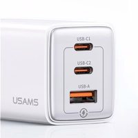USAMS Tinklo įkroviklis 2xUSB-C+1xUSB 65W (tik galvutė) GaN PD3.0 +QC3.0 Fast Charging juodas Sandru Series CC180TC01 (US-CC180)