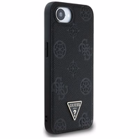 Guess Grained Hot Stamp Peony Triangle Logo Magnetinis dėklas telefonui iPhone 16e - juodas