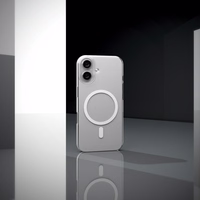 Puro Lite Mag TPU+PC dėklas suderinamas su MagSafe iPhone 17 - skaidrus su baltu žiedu