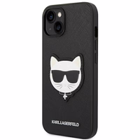 Karl Lagerfeld Saffiano Choupette Head Patch dėklas telefonu iPhone 14 Plus - juodas