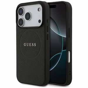 Guess Grūdėtas Žiedas Magnetinis dėklas telefonui iPhone 17 Pro - juodas