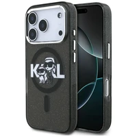 KARL LAGERFELD dėklas telefonui IPHONE 17 Pro, suderinamas su magnetiniu MagSafe (KLHMP17LHGKCGKBK, IML Glitter k&C Sketch Logo) juodas