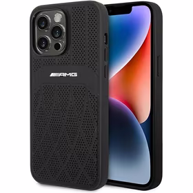AMG AMHMP14XOSDBK iPhone 14 Pro Max 6.7" juodas/juodas kietas odinis dėklas su išlenktomis linijomis MagSafe