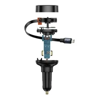 Automobilinis įkroviklis Baseus Enjoyment Pro su lightning kabeliu + USB-C, 55W (juodas)