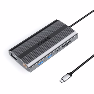 Orico XDR 12in1 USB-C Docking Station USB-A USB-C HDMI 4K VGA RJ45 Gigabit PD 100W SD and microSD Card Reader - Gray