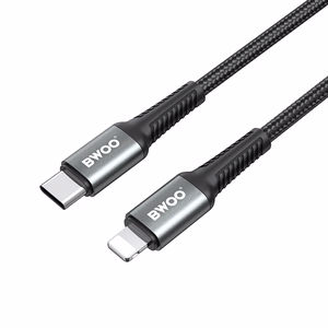 BWOO pintas kabelis USB-C - Lightning 3m 30W juodas