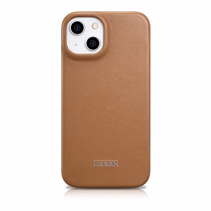 iCarer CE Premium odinis folio dėklas iPhone 14 Plus su MagSafe magnetiniu flipu - brūdas