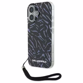 Karl Lagerfeld Zebra Pattern & Cord dėklas telefonui iPhone 16 Plus - violetinis