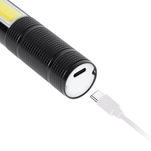 Rebel multifunction rechargeable flashlight with zoom, knife and glass hammer