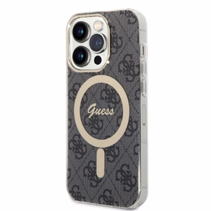 Guess GUBPP14LH4EACSK 4G Print MagSafe dėklo ir įkroviklio rinkinys, skirtas iPhone 14 Pro 6.1", juodas