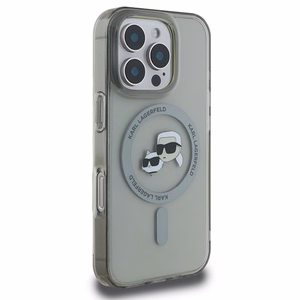 Karl Lagerfeld IML Metal Karl&Choupette Head magnetinis dėklas telefonui iPhone 16 Pro - juodas
