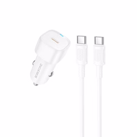 "Borofone" automobilinis įkroviklis BZ34A Cloud - C tipo - PD 20W su C tipo įkrovikliu į C tipo įkroviklį, baltos spalvos