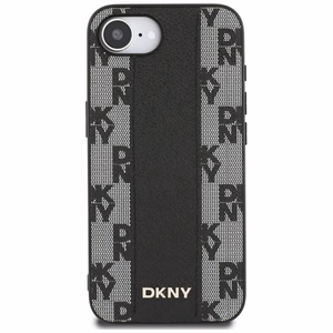 DKNY odinis languotas mono raštas Magnetinis iPhone 16e dėklas - juodas