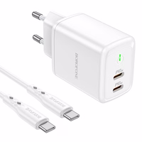 Įkroviklis Borofone BN9 35W 2xUSB-C + USB-C to USB-C cable 1.0m baltas