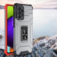 Kristalinis žiedinis dėklas su stovu tvirtas apsauginis dangtelis Samsung Galaxy A72 4G raudonas