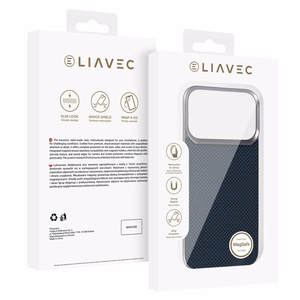 Liavec Carbon Layer Magsafe Aramid Fiber dėklas skirtas Iphone 17 Pro Max mėlynas
