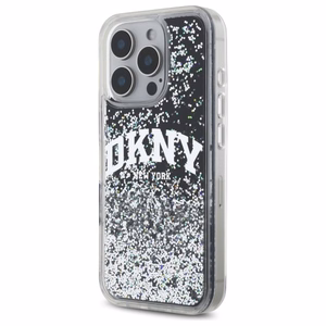 DKNY DKHCP16XLBNAEK iPhone 16 Pro Max 6.9" juodas/juodas kietas dėklas su skystu blizgučiu arkos logotipu