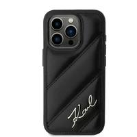 Karl Lagerfeld Diagonal Quilted Script dėklas telefonui iPhone 15 Pro - juodas