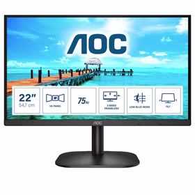 AOC B2 22B2H/EU LED display 54,6 cm (21.5") 1920 x 1080 pikseliai „Full HD“ Juoda