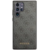 Guess GUHCS23LG4GFGR S23 Ultra S918 pilkas/pilkas kietas dėklas 4G Metalinis Auksinis Logotipas