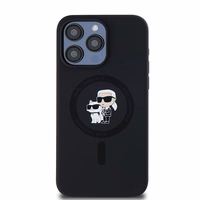 Karl Lagerfeld Silikoninis Karl&Choupette Ring MagSafe dėklas telefonui iPhone 15 Pro Max - juodas
