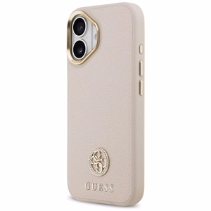 GUESS magnetinis dėklas telefonui IPHONE 17, suderinamas su MagSafe GUHMP17SPGCRMDEP (PU dėklas su grūdėtu Strass logotipu) rožinis