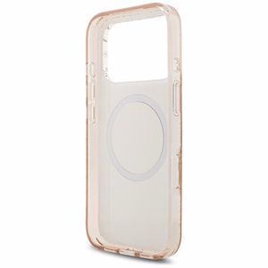 Guess IML Flowers Electro Pearl Strap MagSafe dėklas telefonui iPhone 17 Pro - rožinis