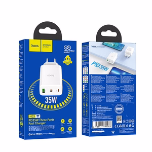 Įkroviklis Hoco 2 x USB C + USB A QC3.0 PD 3A 35W N33 baltas