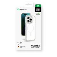AmazingThing Titan Pro Mag dėklas su magnetiniu žiedu iPhone 16 Pro Max - skaidrus