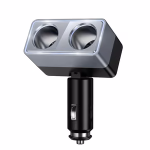 Išmanusis dual cigarečių degiklio Automobilinis įkroviklis Hoco 2 lighter prievadai max 240W/24V Z65 juodas