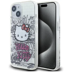 Hello Kitty IML Kitty On Bricks Graffiti dėklas telefonui iPhone 15 - baltas
