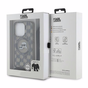Karl Lagerfeld IML Crossbody Monogram Karl & Choupette Head Magnetinis dėklas telefonui iPhone 15 Pro - juodas