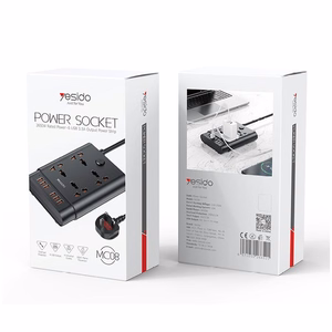 YESIDO MC08 EXTENSION LAIDAS 10IN1 2650W 6XUSB-A juodas