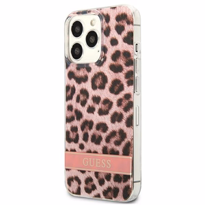 Guess GUHCP13LHSLEOP iPhone 13 Pro / 13 6.1" rožinis/rožinis kietas dėklas Leopardas