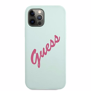 Guess GUHCP12MLSVSBF iPhone 12/12 Pro 6.1" mėlynas fuksija/mėlynas fuksija kietas dėklas Silikoninis Vintage