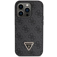 Guess GUHCP14LP4TDSCPK dėklas iPhone 14 Pro - juodas kryžminis 4G metalinis logotipas