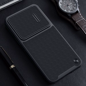 Nillkin Textured S dėklas telefonui Samsung Galaxy S23+ su kameros dangteliu juodas