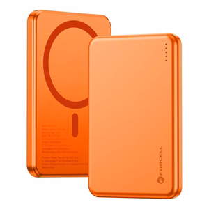 Forcell F-Energy Slim F5K9 išorinė baterija, suderinama su MagSafe, 5000 mAh, 15 W, QC 4.0, PD 3.0, oranžinė
