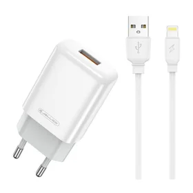 Įkroviklis Jellico EU01 2.4A USB-A + USB-A to Lightning cable 1.0m baltas