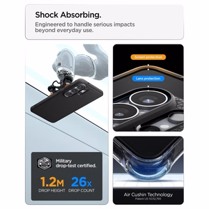 SPIGEN dėklas LIQUID AIR MAG, suderinamas su MagSafe, skirtas SAMSUNG S26 Ultra, matinis, juodas