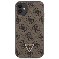 Guess GUHCN61P4TDSCPW dėklas iPhone 11 / Xr - rudas kryžminis 4G metalinis logotipas