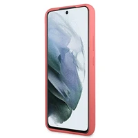 Guess GUHCS22MLSLMGFU S22+ S906 fuksija/fuksija kietas dėklas Silicone Script Metal Logo