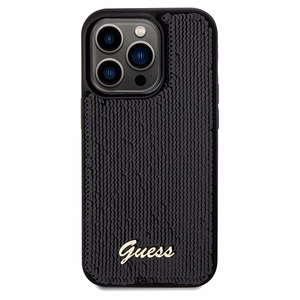 Guess Sequin Script Metal dėklas telefonui iPhone 14 Pro - juodas
