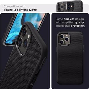 Spigen Liquid Air dėklas iPhone 12 / iPhone 12 Pro - Matinis juodas