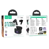 HOCO belaidės ausinės bluetooth su lietimui jautriu ekranu TWS ANC + ENC EQ21 vidurnakčio juodos