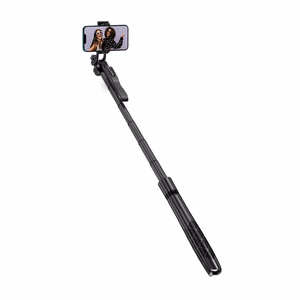 Crong SelfieGo Ultra aliumininė Bluetooth asmenukių lazda ir trikojis, juoda